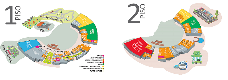 Mapa Outlet Centro Comercial y recreacional Bima em Bogotá