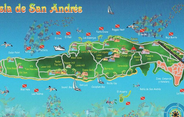 Mapa turístico de San Andrés