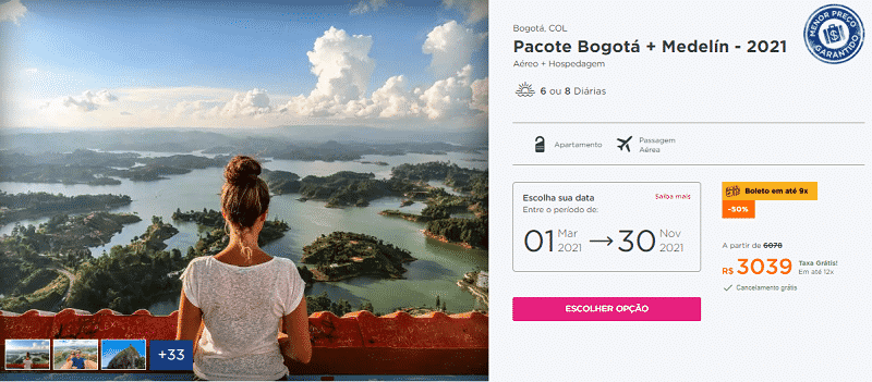 Pacote Hurb para Bogotá + Medellín por R$ 3039