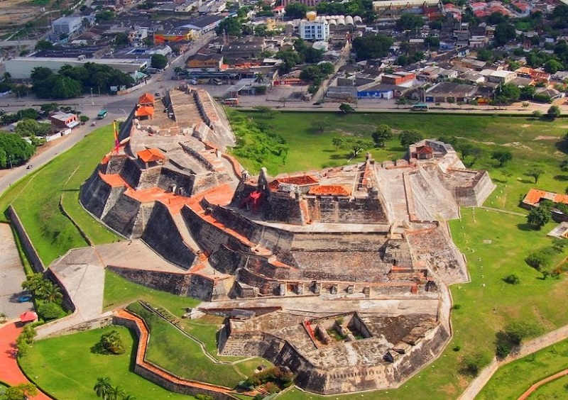 Castelo San Felipe de Barajas em Cartagena visto de cima