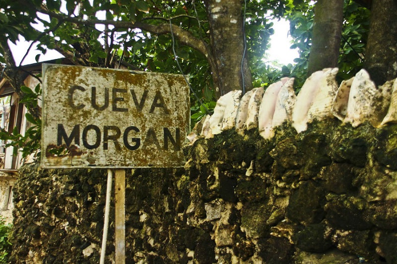 Placa de entrada da Caverna de Morgan em San Andrés