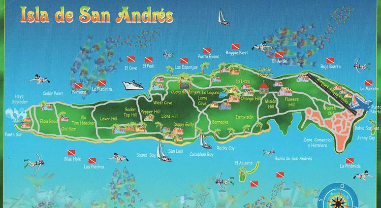 Mapa turístico de San Andrés