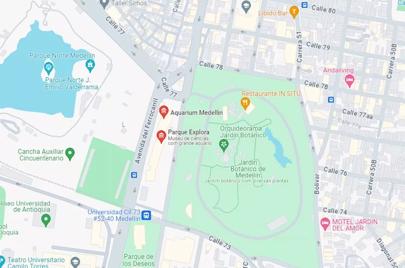 Mapa do Parque Explora em Medellín